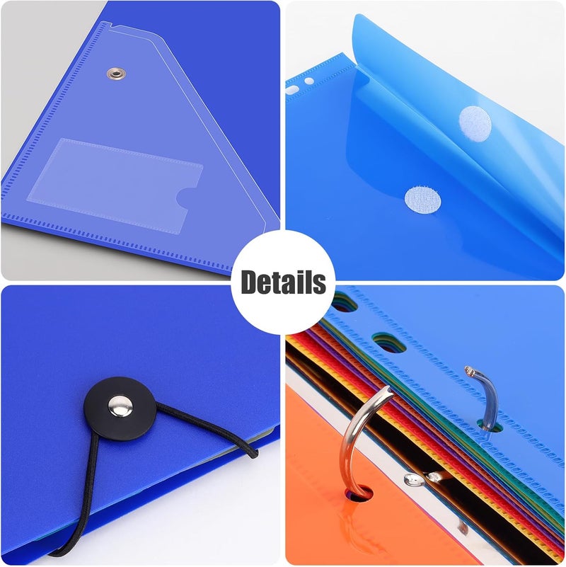 Uquelic A4 Binder, Folio Document Organizer with 12 Pockets, 3 Ring Folder Letter Size/A4, Cute Life Binder for Paper, Files, Photos, Letters, Cards(Blue) - Image 4